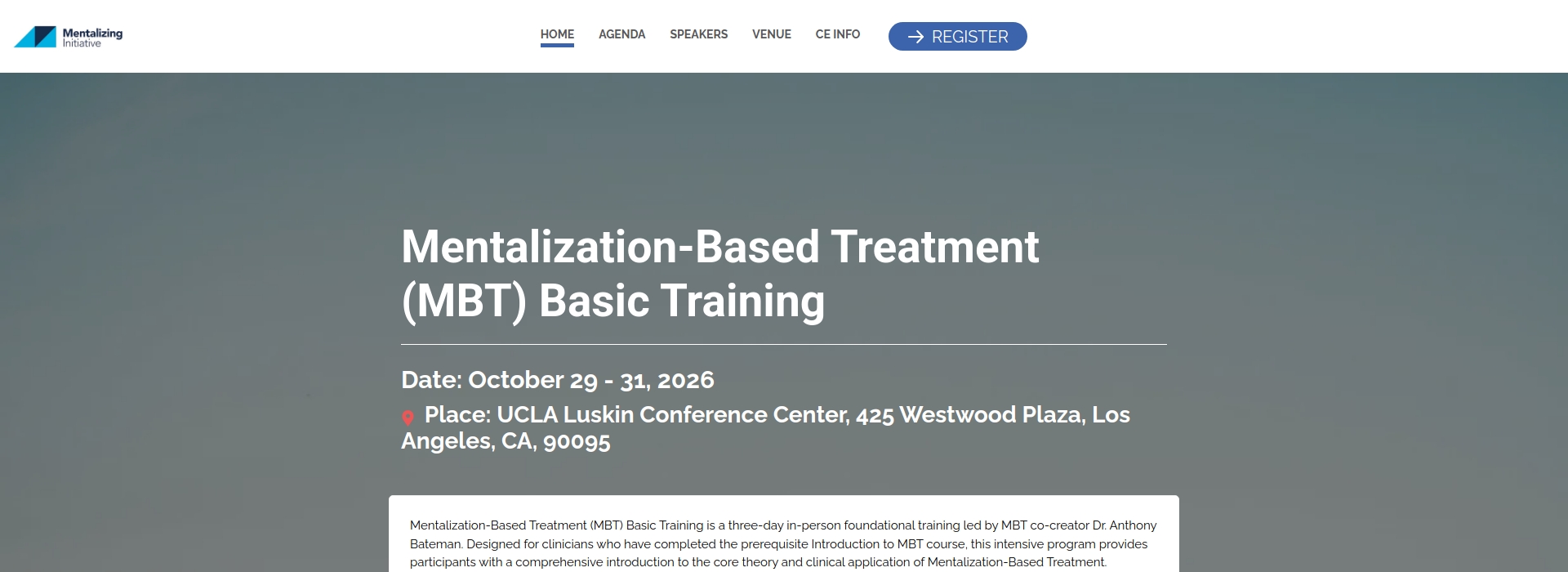 Mentalization-Based Treatment (MBT) Basic Training