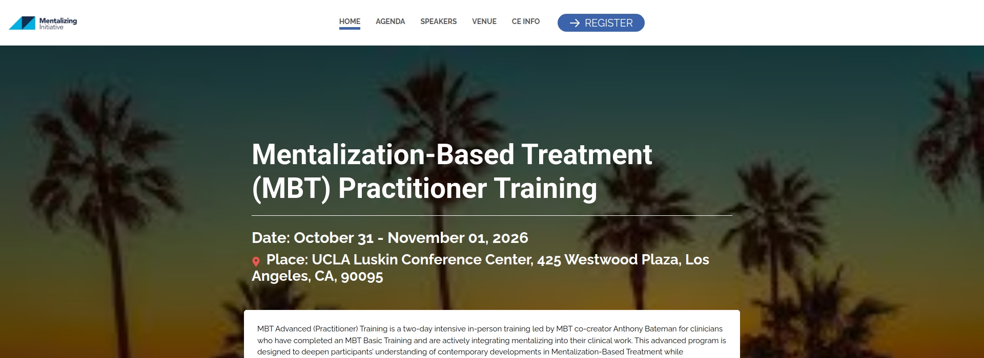 Mentalization-Based Treatment (MBT) Practitioner Training